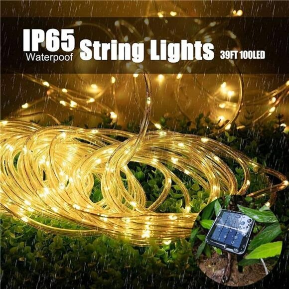 Solar Rope Lights Outdoor Waterproof LED String Lights for Garden Tree Decor - Picture 2 of 8